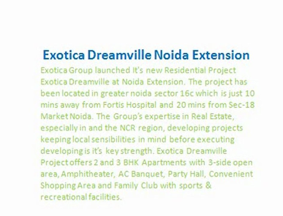 Exotica Dreamville -:9899606065:- Exotica Dreamville :-: Exotica Dreamville Noida Extension < Dreamville Project