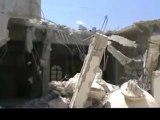 Syria فري برس ادلب   قرية فيلون   تدمير مسجد القرية جراء القصف اليومي من معسكر المسطومة   6 8 2012