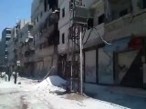 Syria فري برس  دمشق حي التضامن دمار شارع الشهداء  5-8-2012