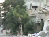Syria فري برس اثار الدمار الهائل جدا جراء قصف حي ديربعلبة بحمص 6-8-2012