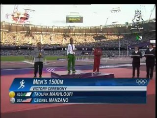 Cérémonie de remise des médailles - JO London 2012 - 1500 m hommes - Makhloufi Toufik Algérie