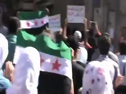 Syria فري برس دمشق مظاهرة في ساحة الحجاز عقر دار النظام في دمشق 8-8-2012