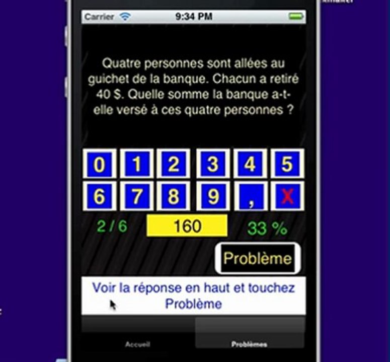 Problèmes de mathématiques pour enfants sur iPhone
