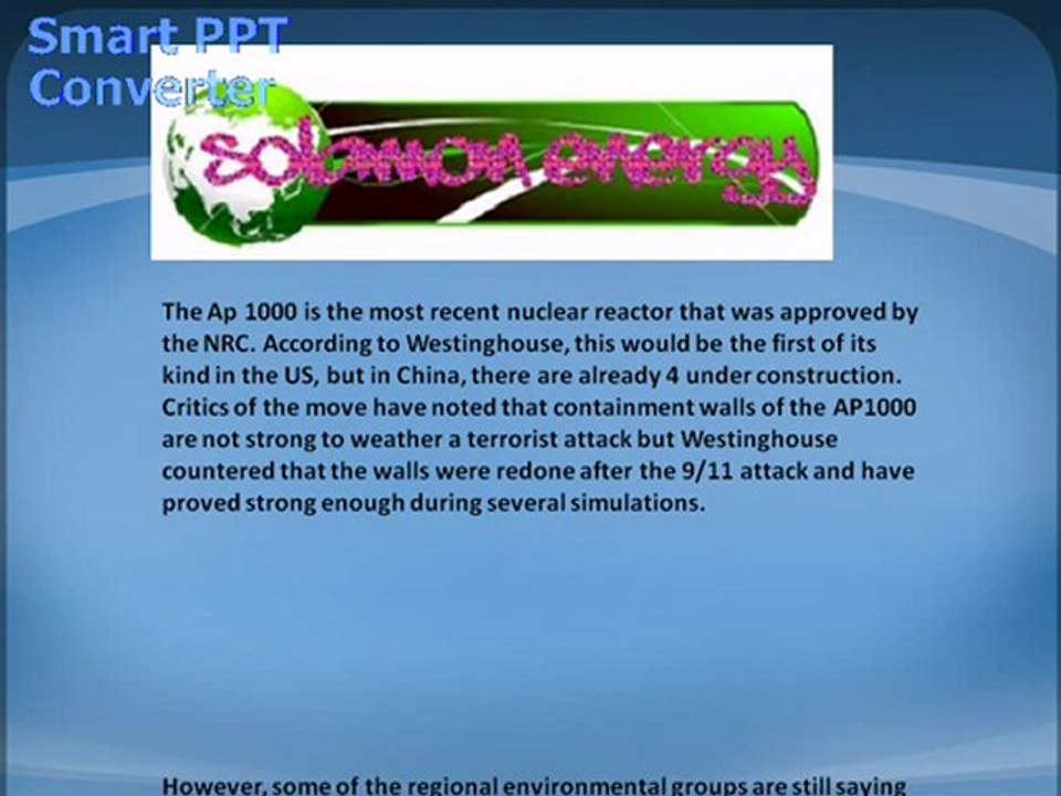 Solamon Energy Sources: NRC poise to license new nuclear reactors