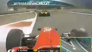 F1 2010 Abu Dhabi GP Alonso Onboard Out Behind Petrov [HQ] Engine Sounds