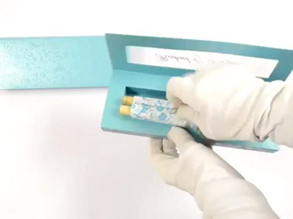 S987, Blue Scroll Invitations, Jewish Box Scrolls