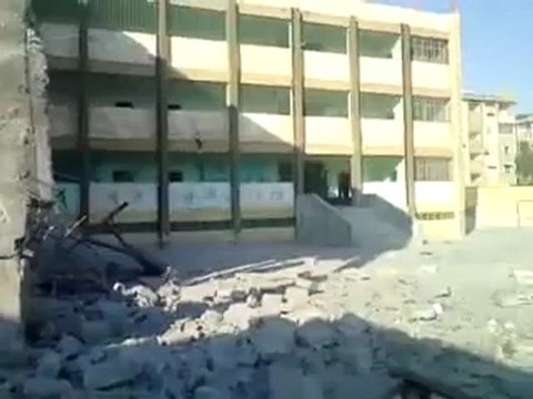 Syria فري برس حلب -حي مساكن هنانو اثار القصف على المدارس10-8-2012