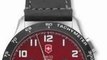 Victorinox Swiss Army Men's 24785.1000 Airboss Mach 6 Black Leather Automatic Chronograph Red Dial Watch For Sale