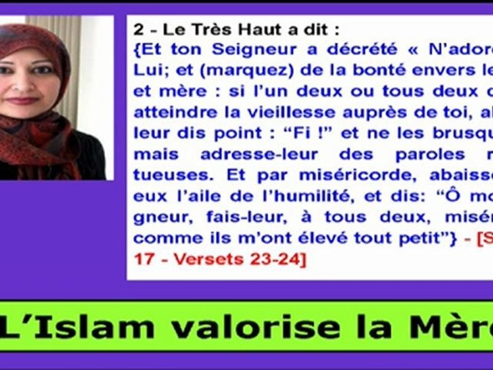 L'Islam valorise la Mère