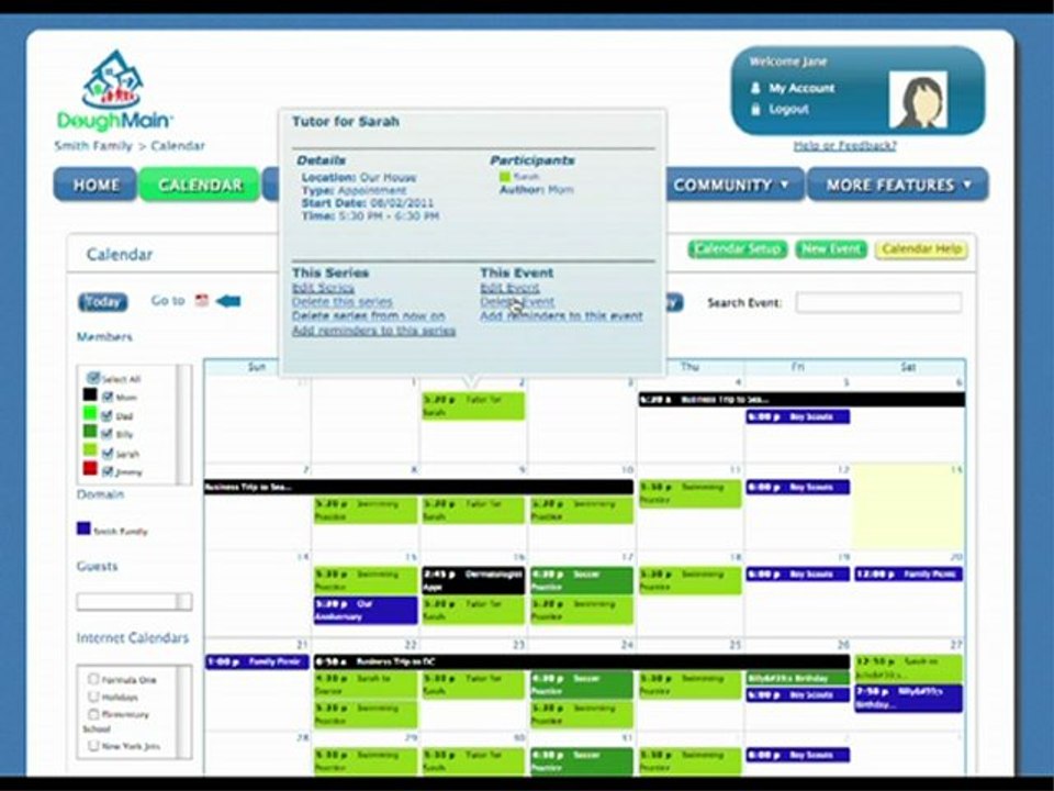 Online Calendar, Allowance & Organization Tools by DoughMain.com