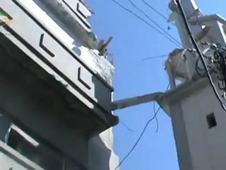 فري برس  حمص اصابة مأذنة مسجد العنابة بحمص القديمة   16-8-2012