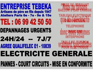 ELECTRICITE 24H/24 - TEL : 0699425050 - DEPANNAGE PARIS 5eme