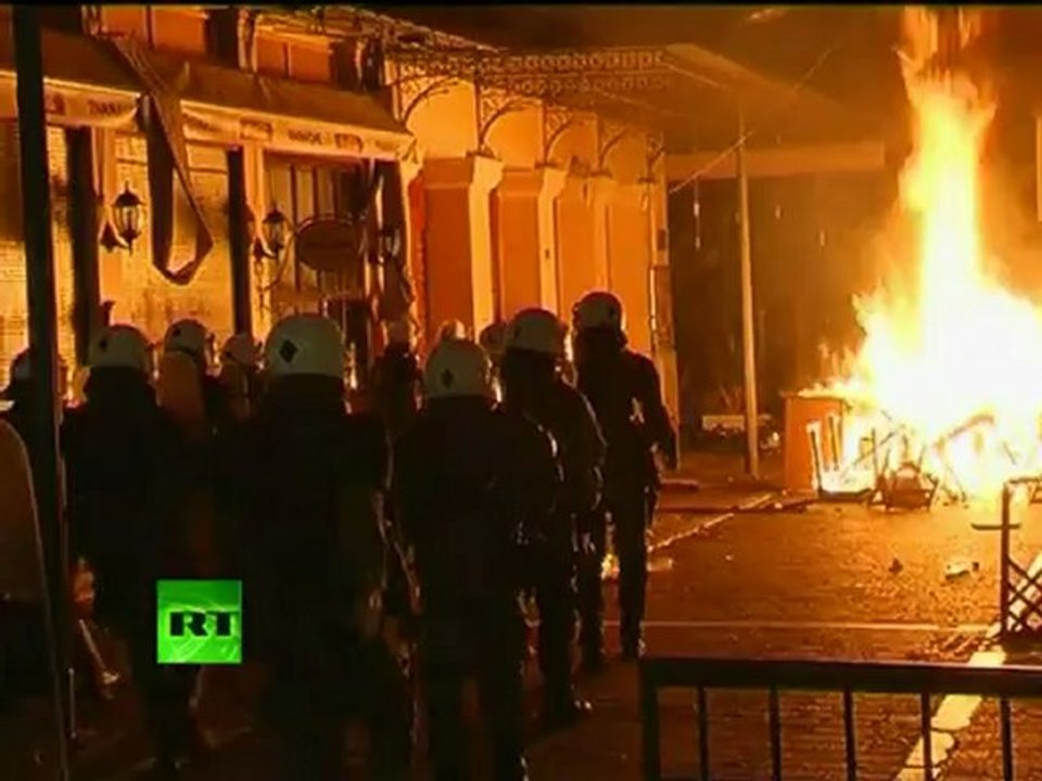 First video of Athens night clashes as Greece fights austerity