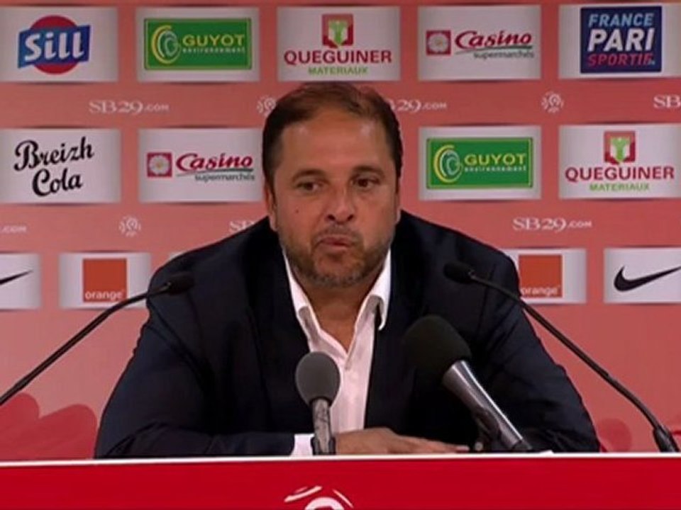 Conférence de presse Stade Brestois 29 - Evian TG FC : Landry CHAUVIN (SB29) - Pablo  CORREA (ETG) - saison 2012/2013