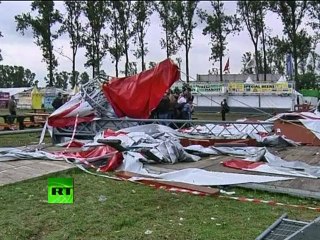 Video of Pukkelpop stage collapse as storm sweeps Belgium festival