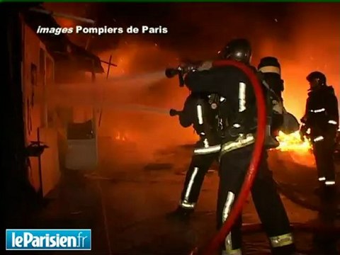 Spectaculaire incendie dans un camp rom de Saint-Denis