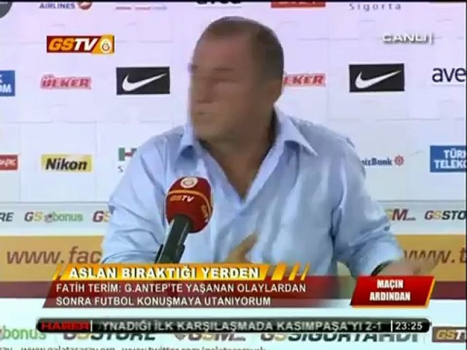Mac sonu Gaziantep'te yasanan saldiriyla ilgili Fatih Terim'in soyledikleri.