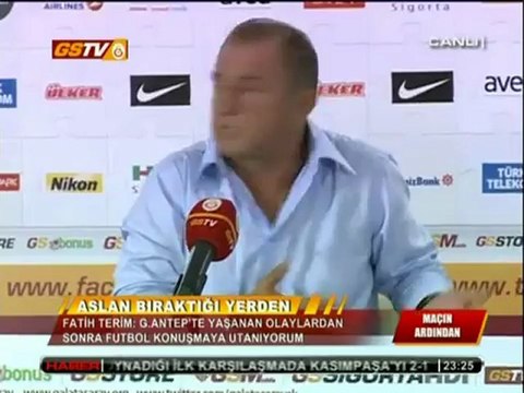 Mac sonu Gaziantep'te yasanan saldiriyla ilgili Fatih Terim'in soyledikleri.