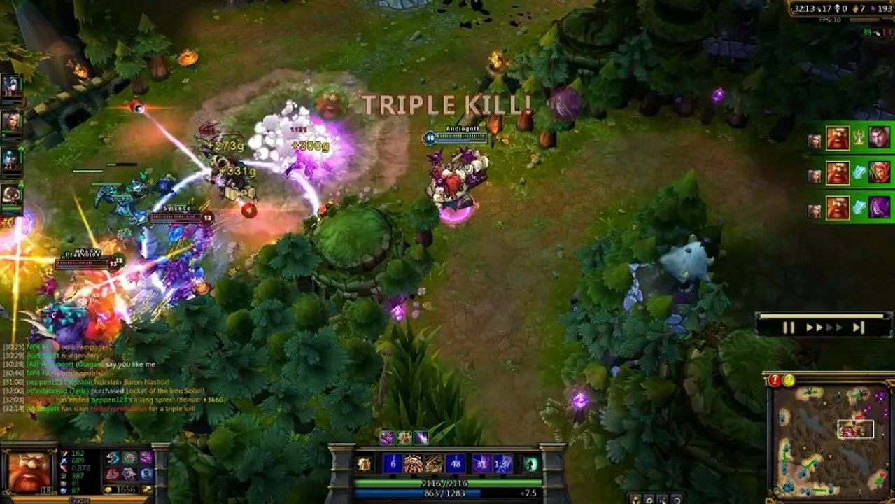 Gragas instant Triple Kill ! League of legends