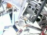 Cosmonauts spacewalk outside the International Space Station