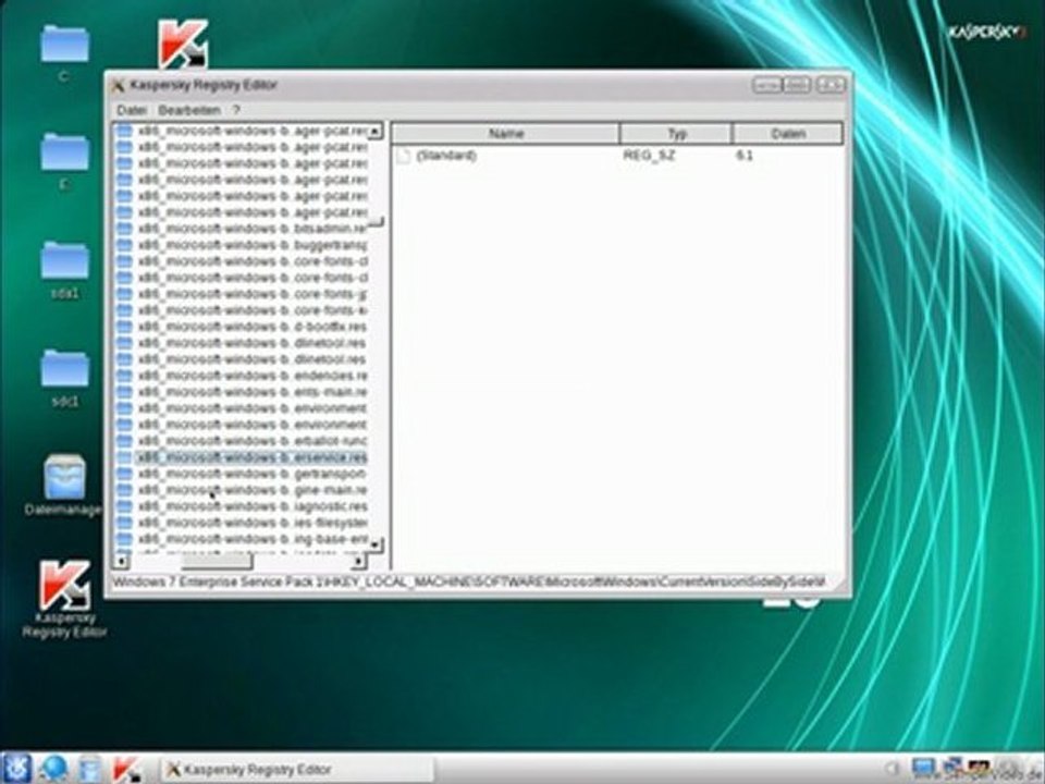 Kaspersky: Registry Editor