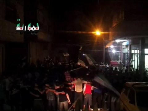 Syria فري برس ريف دمشق _ حمورية _ مظاهرة مسائية ثالث أيام العيد 21_8_2012