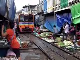Thai Market Built On Railway Track