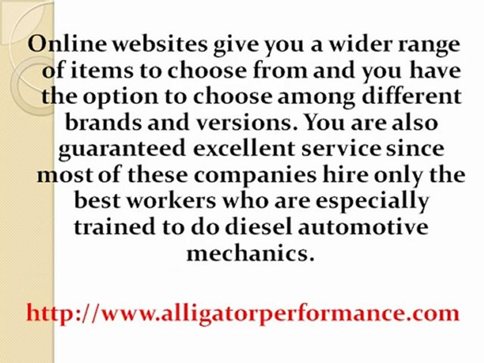 Online Diesel Stores Offer Quality Parts And Excellent Service