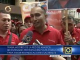 Trabajadores de la Red de Abastos Bicentenario exigen reivindicaciones laborales en Plaza Caracas