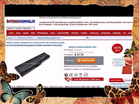 Batterie toshiba pa3634u-1brs pour