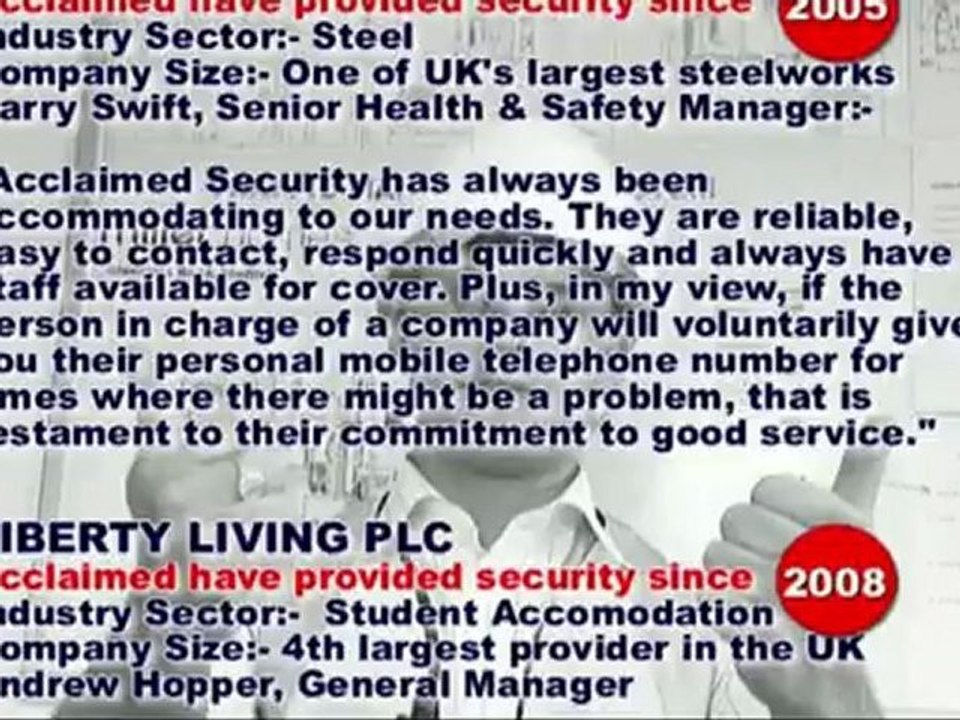 ACCLAIMED SECURITY - What Our Clients Say