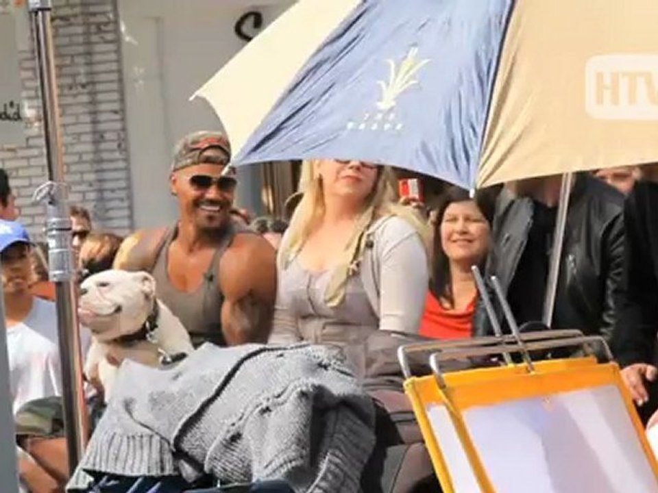 White Bulldog: Shemar Moore Walks His Pup At The Grove