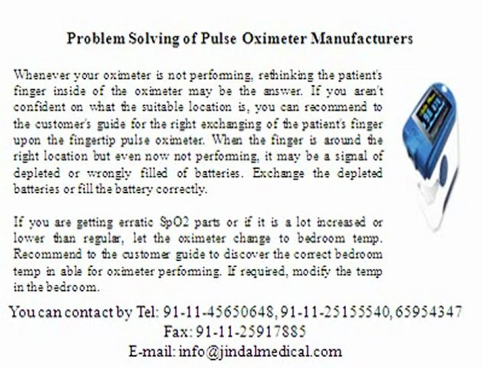 Problem Solving of Pulse Oximeter Manufacturers