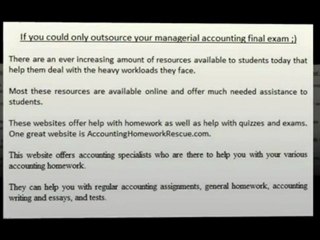 Managerial Accounting Final Exam