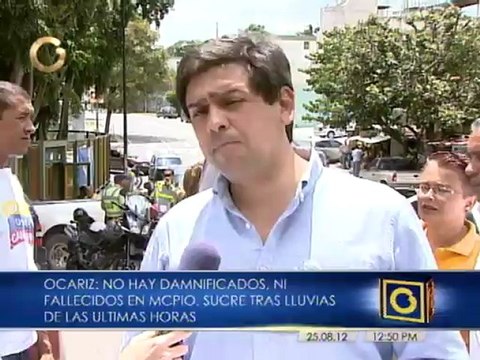 Ocariz: No hubo fallecidos ni damnificados en el municipio Sucre, tras las lluvias