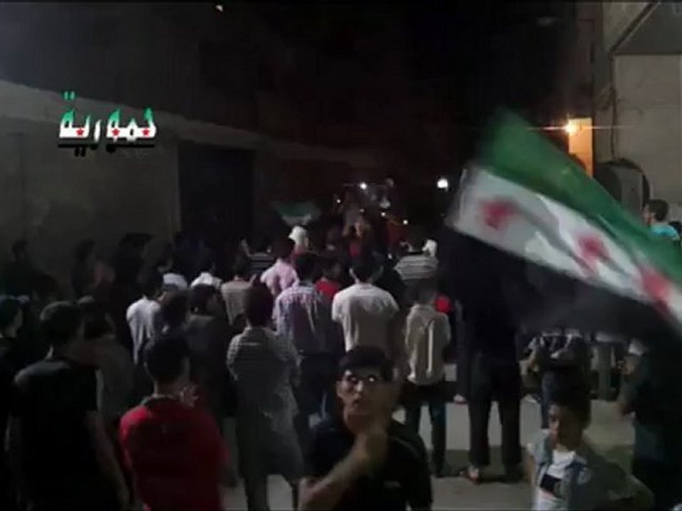 Syria فري برس  ريف دمشق _ حمورية _ مظاهرة مسائية 25_8_2012 ج1