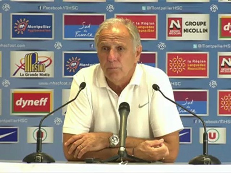 Conférence de presse Montpellier Hérault SC - Olympique de Marseille : René GIRARD (MHSC) - Elie BAUP (OM) - saison 2012/2013