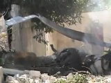 Syria فري برس  دمشق القابون-حطام الطائرة التي قصفت زملكا وجوبر 27-8-2012