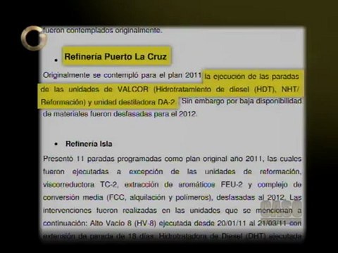 Memoria y Cuenta de Ministerio de Petróleo revela irregularidades en refinería de Amuay