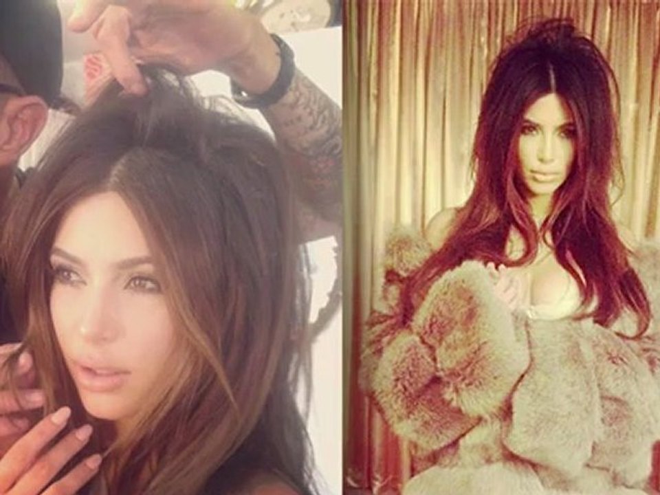Kim Kardashian in BH und Strümpfen