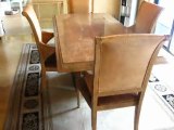 Dining Table: Rectangular Stone Dining Table with 4 Chairs