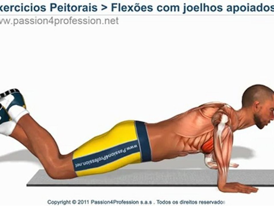 Flexões com joelhos apoiados
