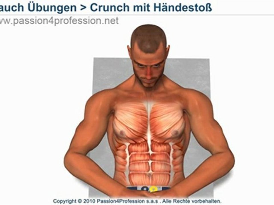Oberen Bauch Übungen - Crunch mit Händestoß