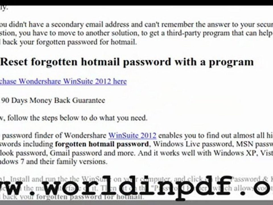 Retrieve hotmail password free tutorial