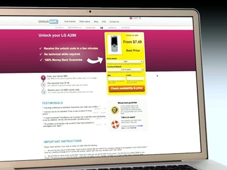 UNLOCK LG A290 - HOW TO UNLOCK YOUR LG A290