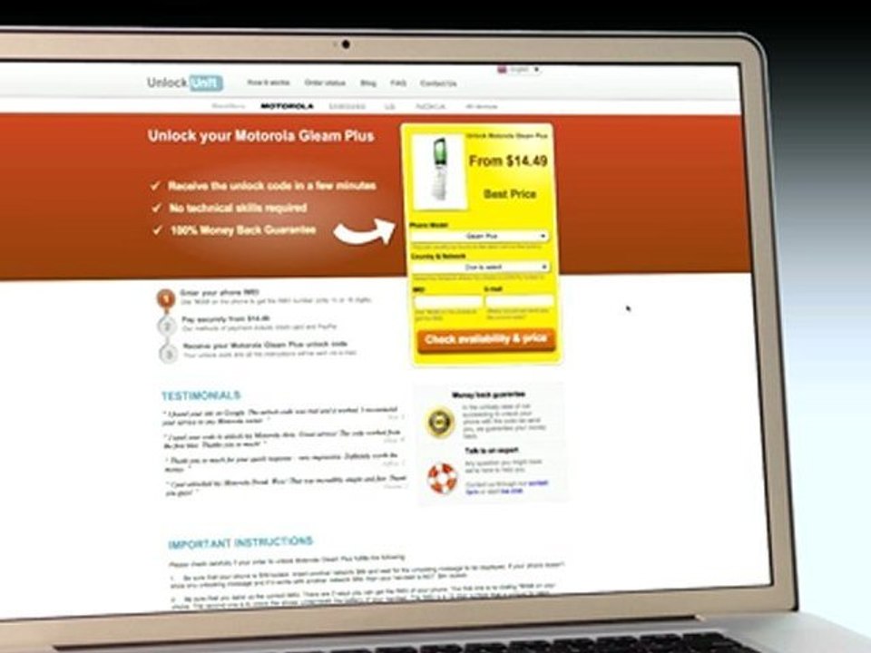 UNLOCK Motorola Gleam Plus - HOW TO UNLOCK YOUR Motorola Gleam Plus