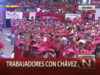 (VÍDEO) Trabajadores en Vargas manifiestan total respaldo al candidato Hugo Chávez