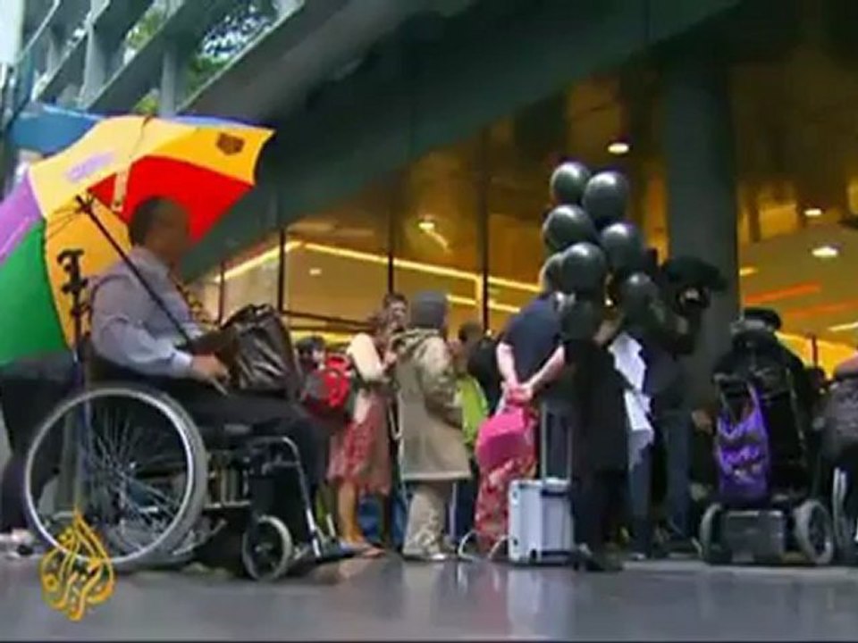 Disability activists protest Paralympics sponsor