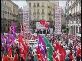 Manifestación del Primero de Mayo en la Puerta del Sol de Madrid