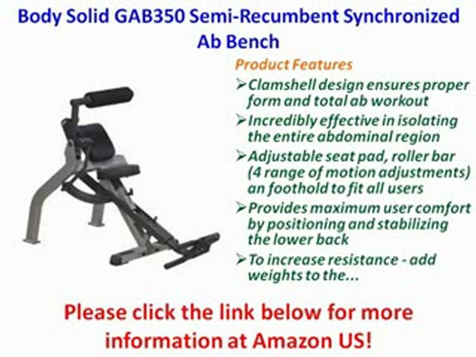 Body Solid GAB350 Semi-Recumbent Synchronized Ab Bench